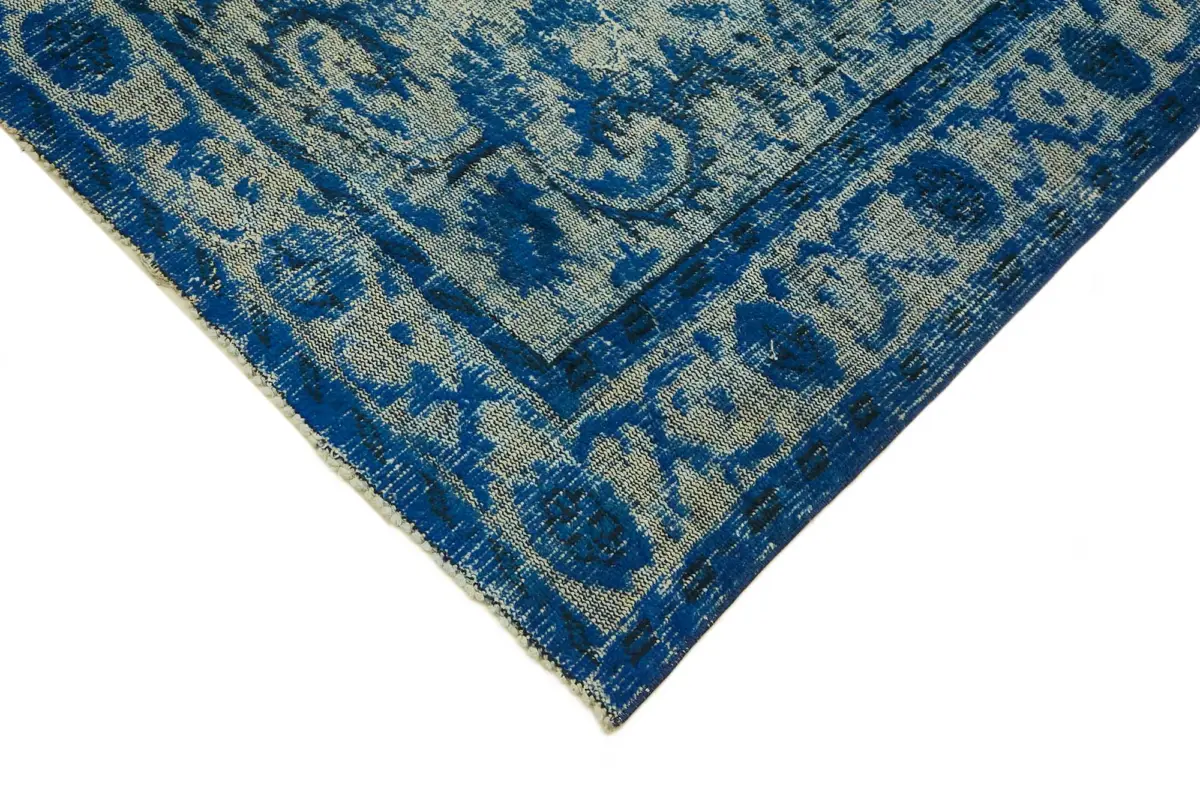 Oyma Mavi Pamuk Üzerine Yün El Dokuma Kilim-186x299 - Görsel 4