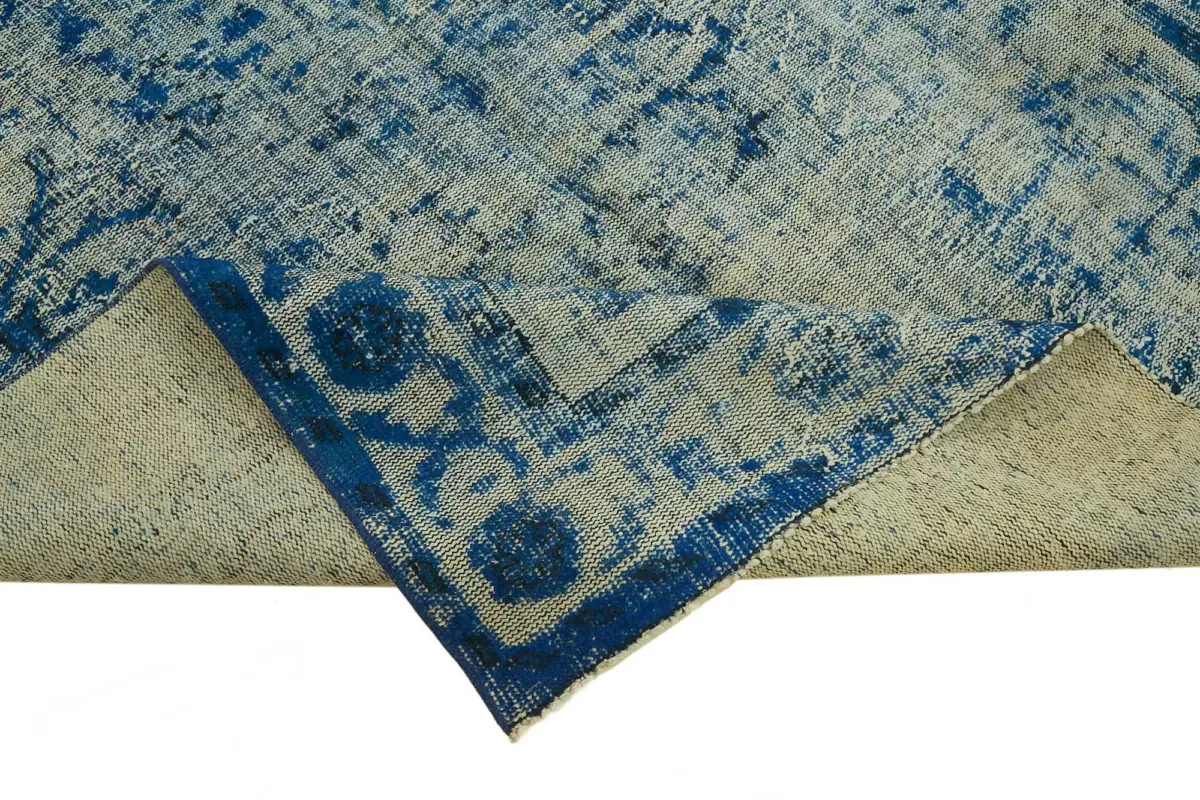 Oyma Mavi Pamuk Üzerine Yün El Dokuma Kilim-186x299 - Görsel 6