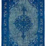 Oyma Mavi Pamuk Üzerine Yün El Dokuma Kilim-207x308