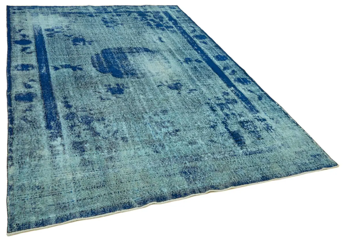 Oyma Mavi Pamuk Üzerine Yün El Dokuma Kilim-207x304 - Görsel 2