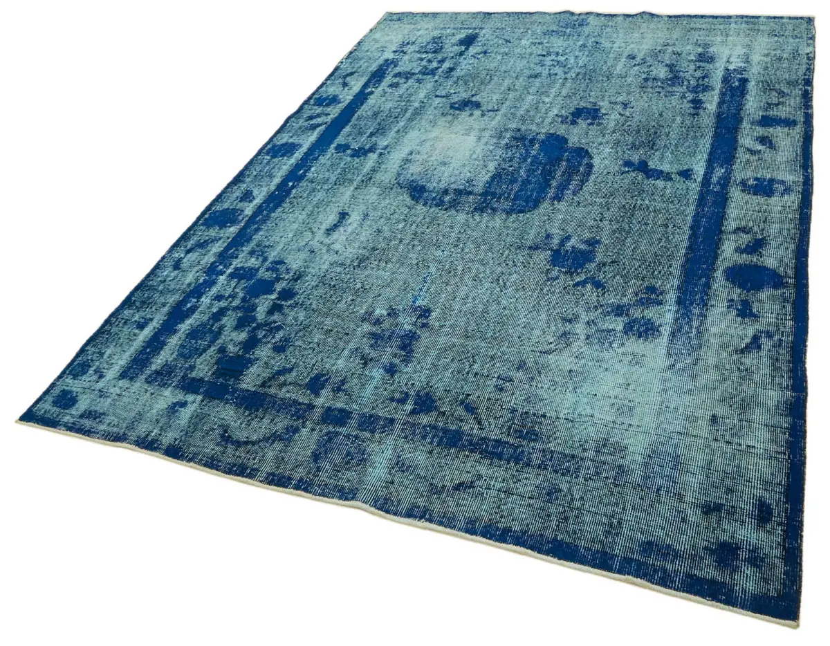 Oyma Mavi Pamuk Üzerine Yün El Dokuma Kilim-207x304 - Görsel 3