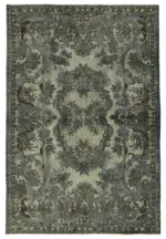 Oyma Gri Pamuk Üzerine Yün El Dokuma Kilim-166x254