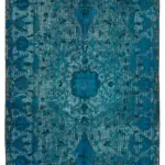 Oyma Mavi Pamuk Üzerine Yün El Dokuma Kilim-166x281