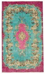 Oyma Pembe Pamuk Üzerine Yün El Dokuma Kilim-172x296