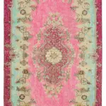 Oyma Pembe Pamuk Üzerine Yün El Dokuma Kilim-166x272