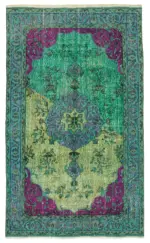 Oyma Yeşil Pamuk Üzerine Yün El Dokuma Kilim-155x265