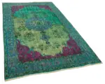 Oyma Yeşil Pamuk Üzerine Yün El Dokuma Kilim-155x265 - Görsel 2