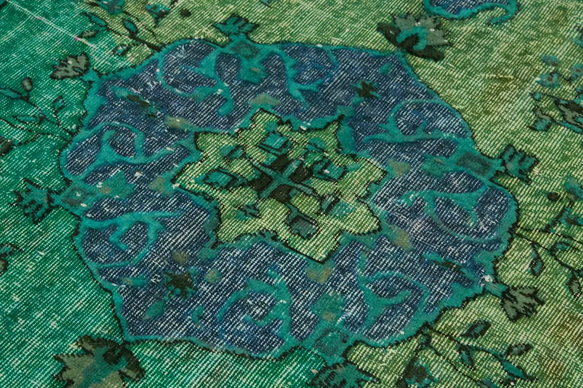 Oyma Yeşil Pamuk Üzerine Yün El Dokuma Kilim-155x265 - Görsel 5