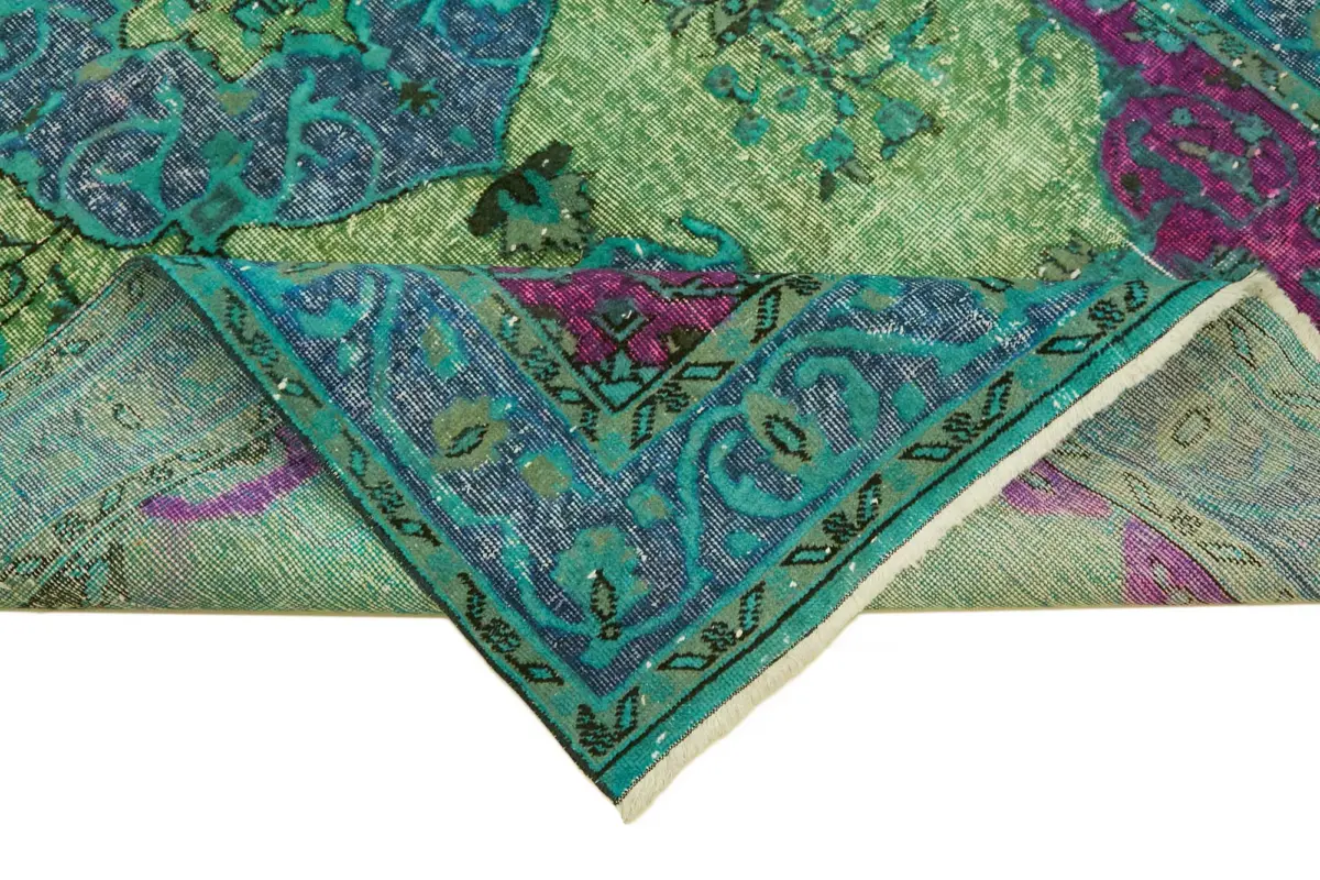 Oyma Yeşil Pamuk Üzerine Yün El Dokuma Kilim-155x265 - Görsel 6