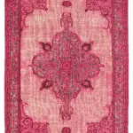 Oyma Pembe Pamuk Üzerine Yün El Dokuma Kilim-205x310