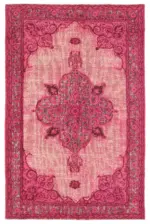 Oyma Pembe Pamuk Üzerine Yün El Dokuma Kilim-205x310