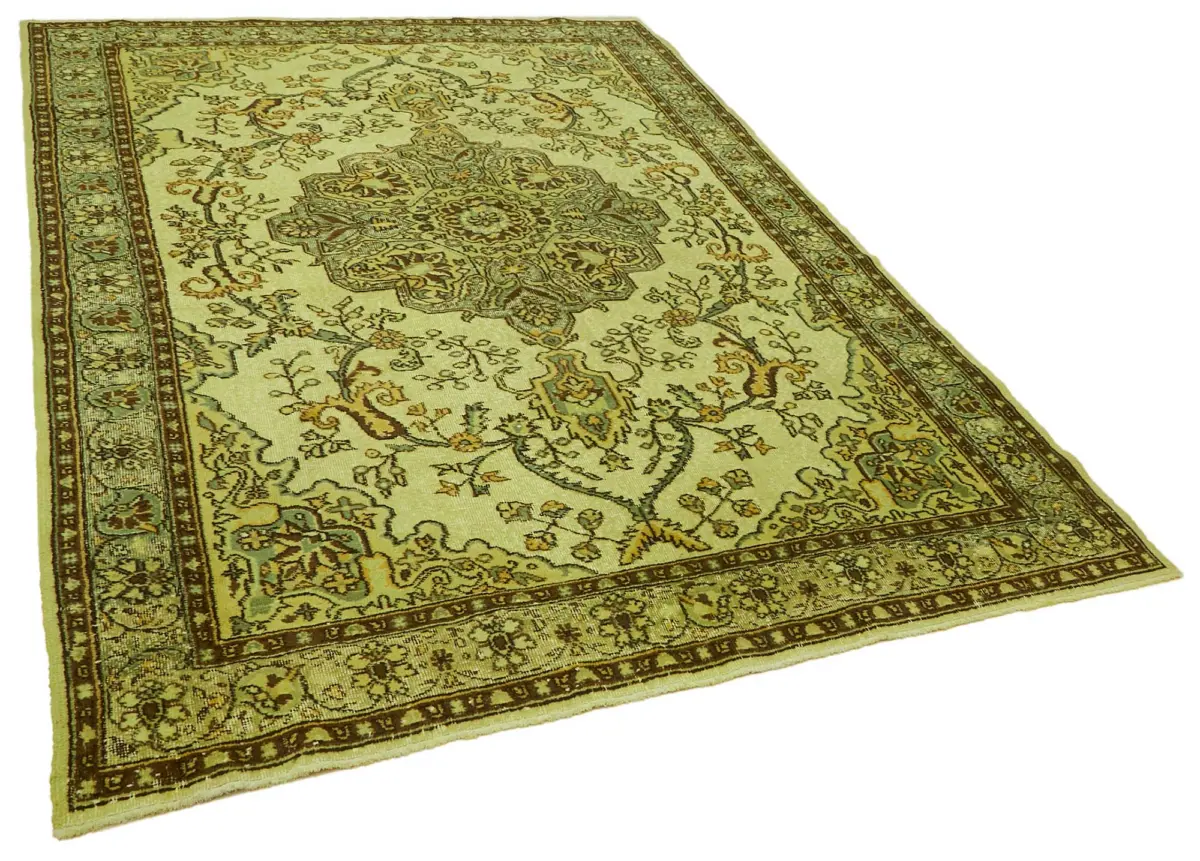 Oyma Yeşil Pamuk Üzerine Yün El Dokuma Kilim-200x290 - Görsel 2