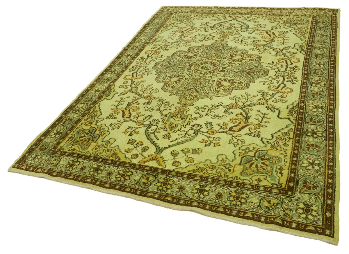 Oyma Yeşil Pamuk Üzerine Yün El Dokuma Kilim-200x290 - Görsel 3