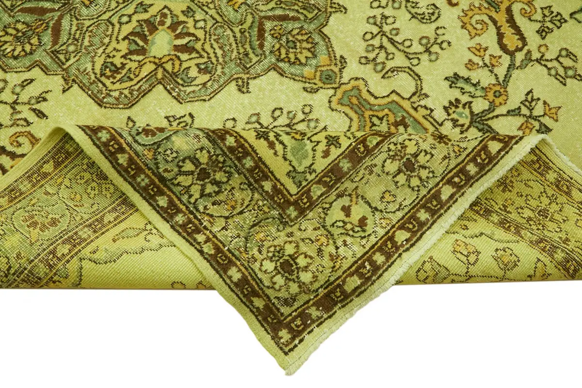 Oyma Yeşil Pamuk Üzerine Yün El Dokuma Kilim-200x290 - Görsel 6