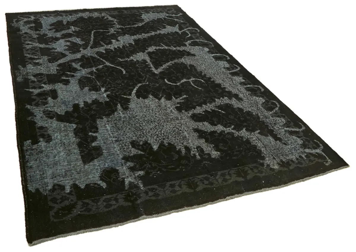 Oyma Siyah Pamuk Üzerine Yün El Dokuma Kilim-205x315 - Görsel 2