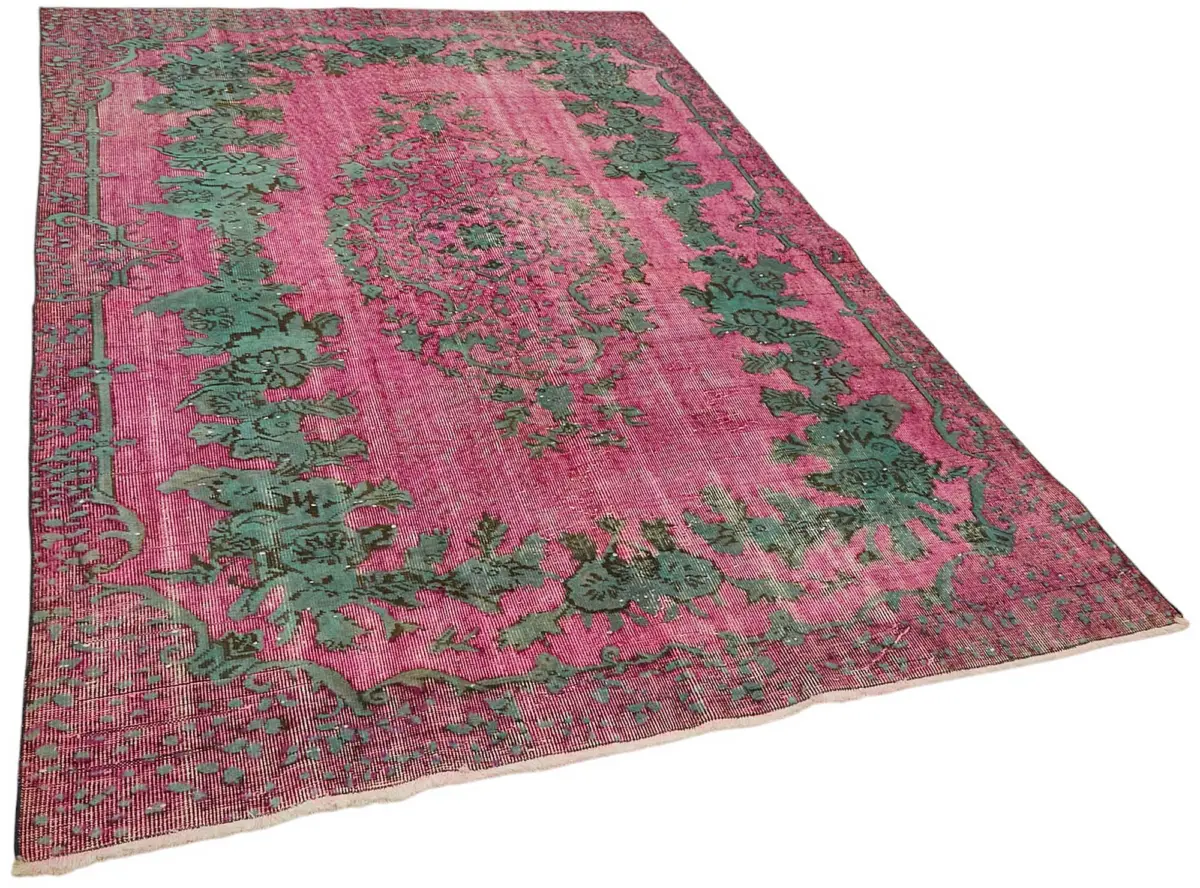 Oyma Pembe Pamuk Üzerine Yün El Dokuma Kilim-183x280 - Görsel 2