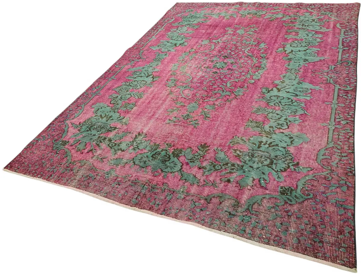 Oyma Pembe Pamuk Üzerine Yün El Dokuma Kilim-183x280 - Görsel 3