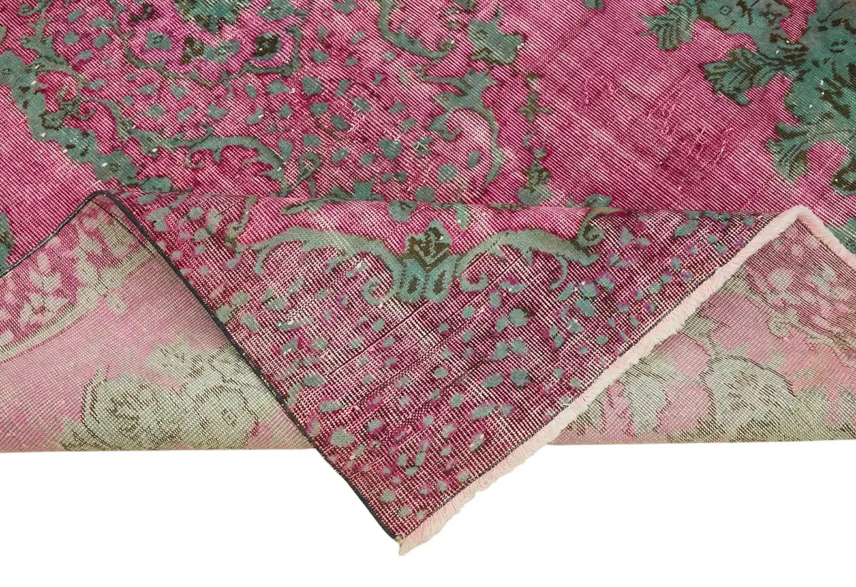Oyma Pembe Pamuk Üzerine Yün El Dokuma Kilim-183x280 - Görsel 6