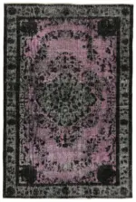 Oyma Siyah Pamuk Üzerine Yün El Dokuma Kilim-174x261