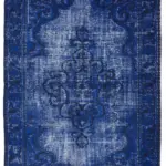 Oyma Mavi Pamuk Üzerine Yün El Dokuma Kilim-190x278