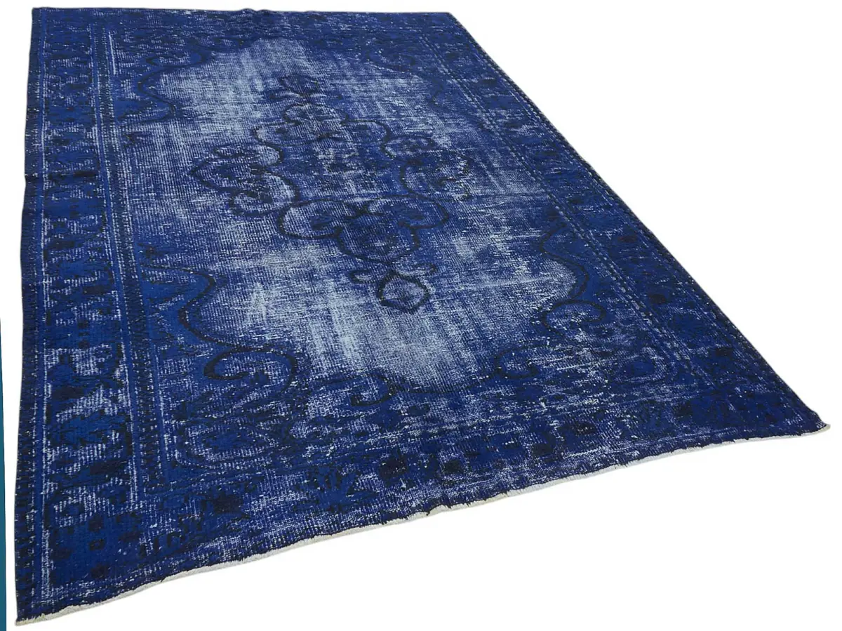 Oyma Mavi Pamuk Üzerine Yün El Dokuma Kilim-190x278 - Görsel 2