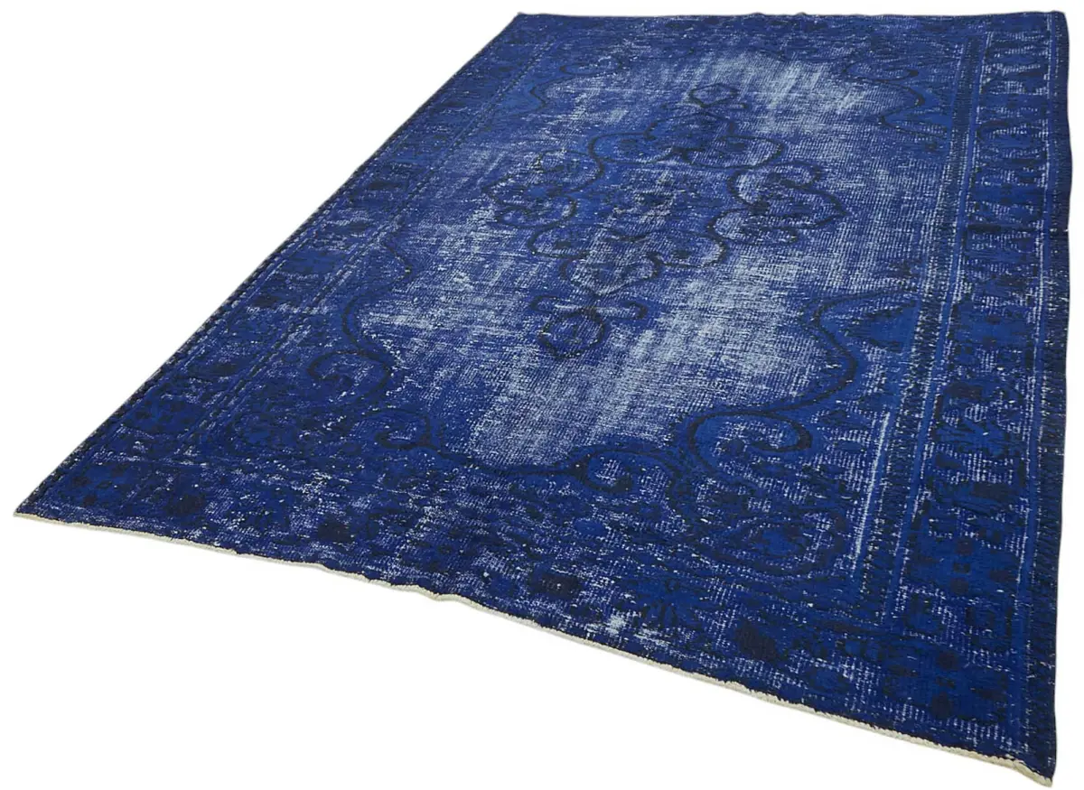 Oyma Mavi Pamuk Üzerine Yün El Dokuma Kilim-190x278 - Görsel 3