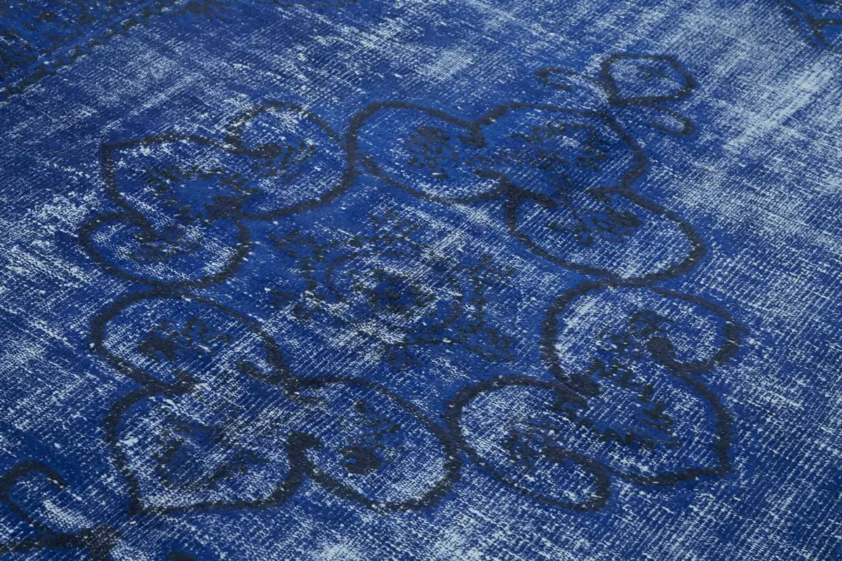 Oyma Mavi Pamuk Üzerine Yün El Dokuma Kilim-190x278 - Görsel 5