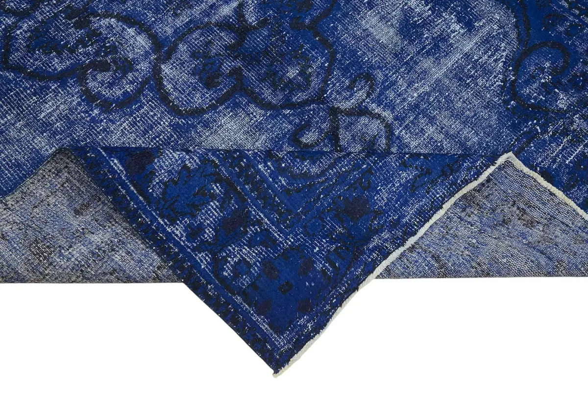 Oyma Mavi Pamuk Üzerine Yün El Dokuma Kilim-190x278 - Görsel 6