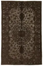 Oyma Kahverengi Pamuk Üzerine Yün El Dokuma Kilim-168x264