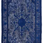 Oyma Mavi Pamuk Üzerine Yün El Dokuma Kilim-210x315