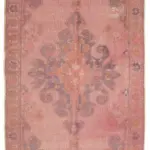 Oyma Pembe Pamuk Üzerine Yün El Dokuma Kilim-138x236