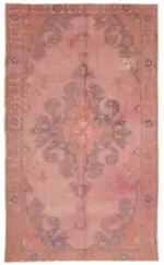 Oyma Pembe Pamuk Üzerine Yün El Dokuma Kilim-138x236