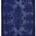 Oyma Mavi Pamuk Üzerine Yün El Dokuma Kilim-162x277