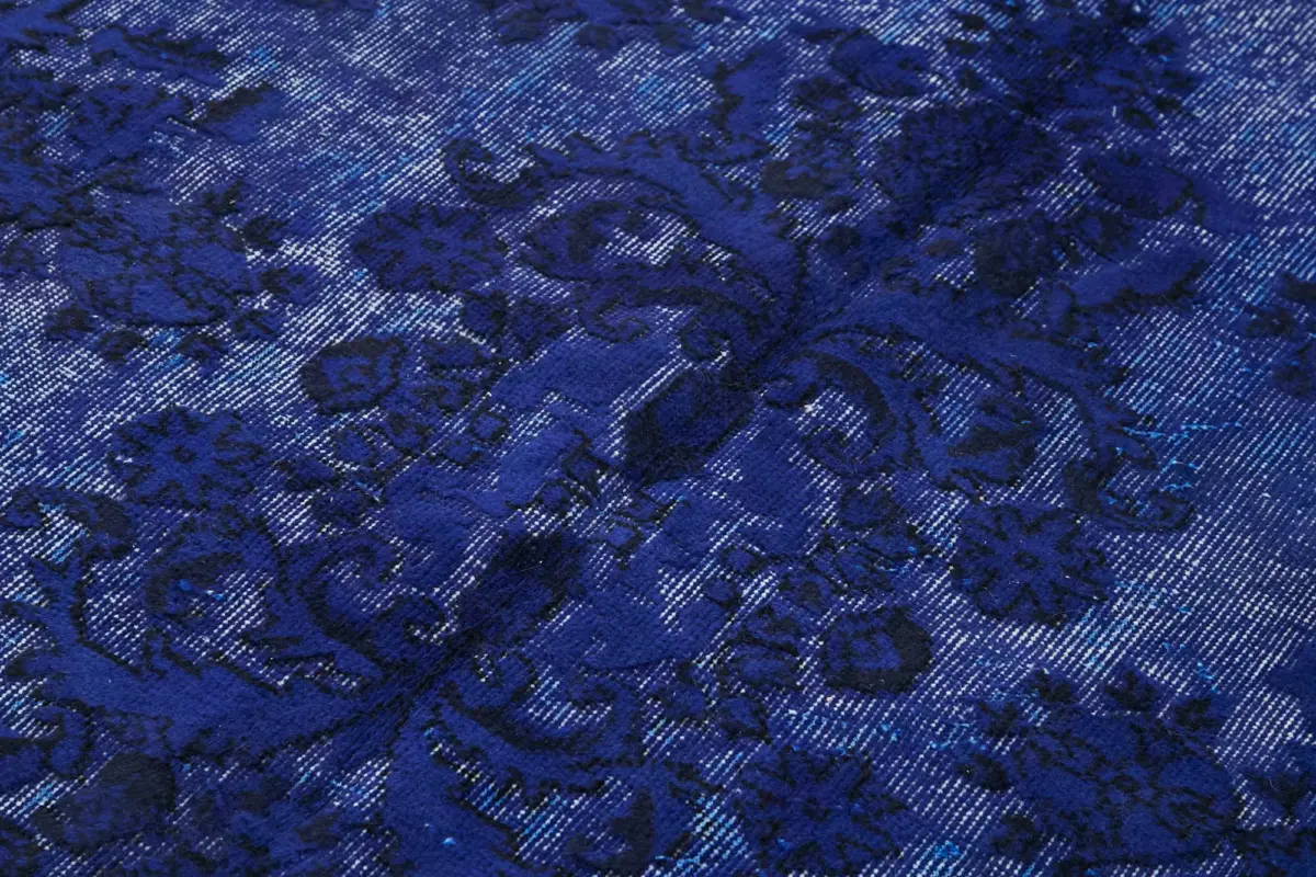 Oyma Mavi Pamuk Üzerine Yün El Dokuma Kilim-162x277 - Görsel 5