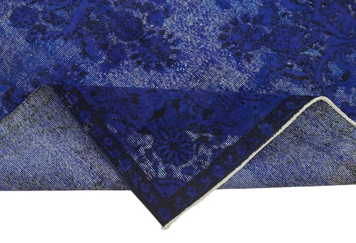 Oyma Mavi Pamuk Üzerine Yün El Dokuma Kilim-162x277 - Görsel 6