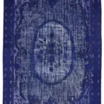 Oyma Mavi Pamuk Üzerine Yün El Dokuma Kilim-210x335