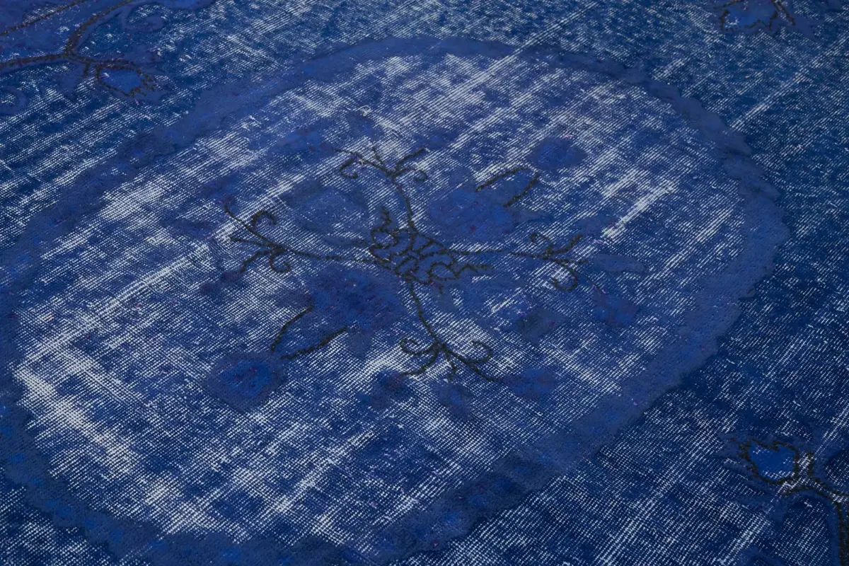 Oyma Mavi Pamuk Üzerine Yün El Dokuma Kilim-210x335 - Görsel 5