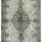 Oyma Gri Pamuk Üzerine Yün El Dokuma Kilim-208x308