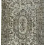 Oyma Gri Pamuk Üzerine Yün El Dokuma Kilim-194x281