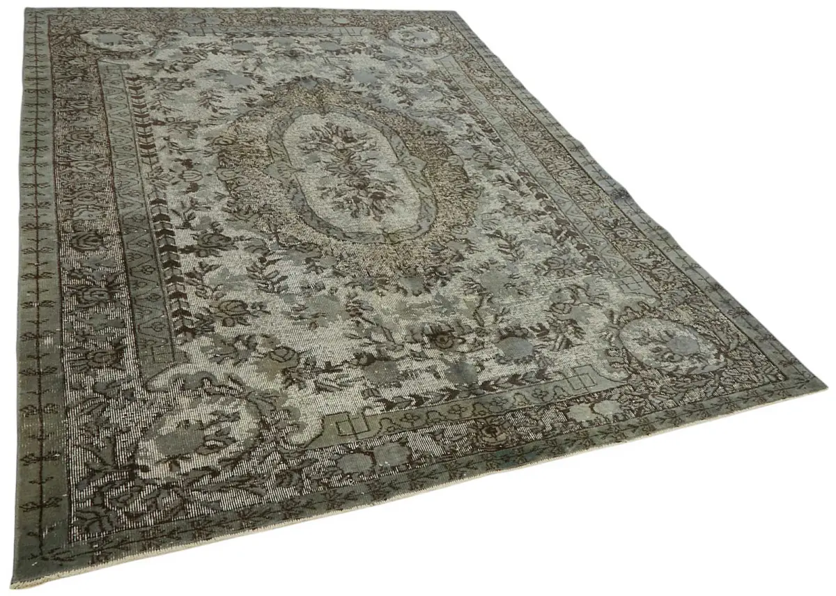 Oyma Gri Pamuk Üzerine Yün El Dokuma Kilim-194x281 - Görsel 2