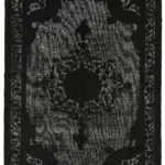 Oyma Siyah Pamuk Üzerine Yün El Dokuma Kilim-210x299