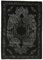 Oyma Siyah Pamuk Üzerine Yün El Dokuma Kilim-210x299