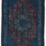 Oyma Mavi Pamuk Üzerine Yün El Dokuma Kilim-148x230