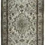 Oyma Gri Pamuk Üzerine Yün El Dokuma Kilim-200x304