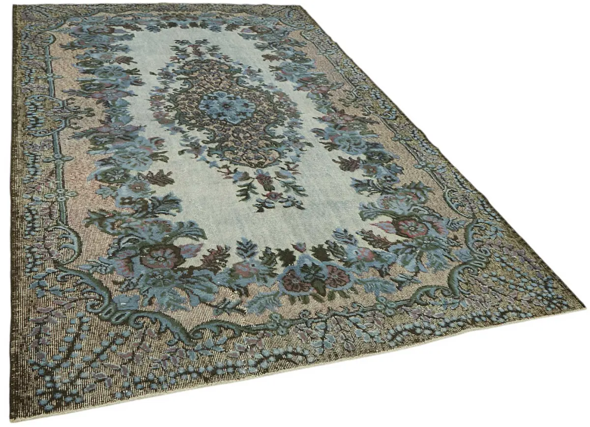 Oyma Mavi Pamuk Üzerine Yün El Dokuma Kilim-190x314 - Görsel 2