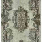 Oyma Gri Pamuk Üzerine Yün El Dokuma Kilim-153x240