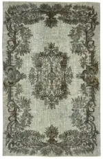 Oyma Gri Pamuk Üzerine Yün El Dokuma Kilim-153x240