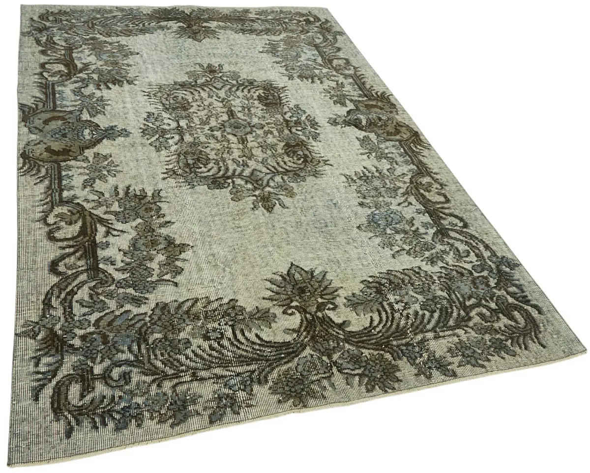 Oyma Gri Pamuk Üzerine Yün El Dokuma Kilim-153x240 - Görsel 2