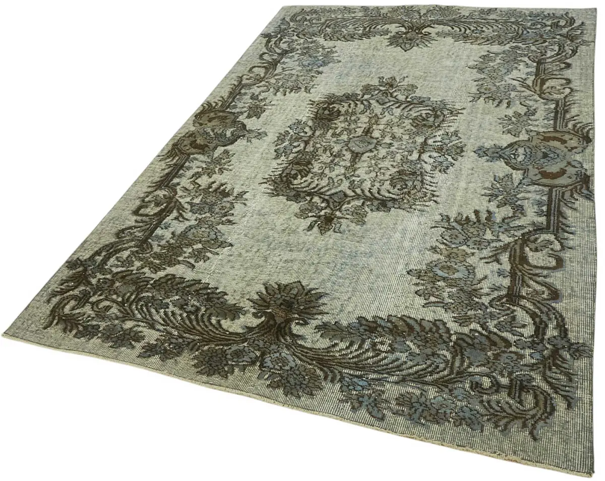 Oyma Gri Pamuk Üzerine Yün El Dokuma Kilim-153x240 - Görsel 3