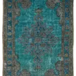 Oyma Mavi Pamuk Üzerine Yün El Dokuma Kilim-213x330